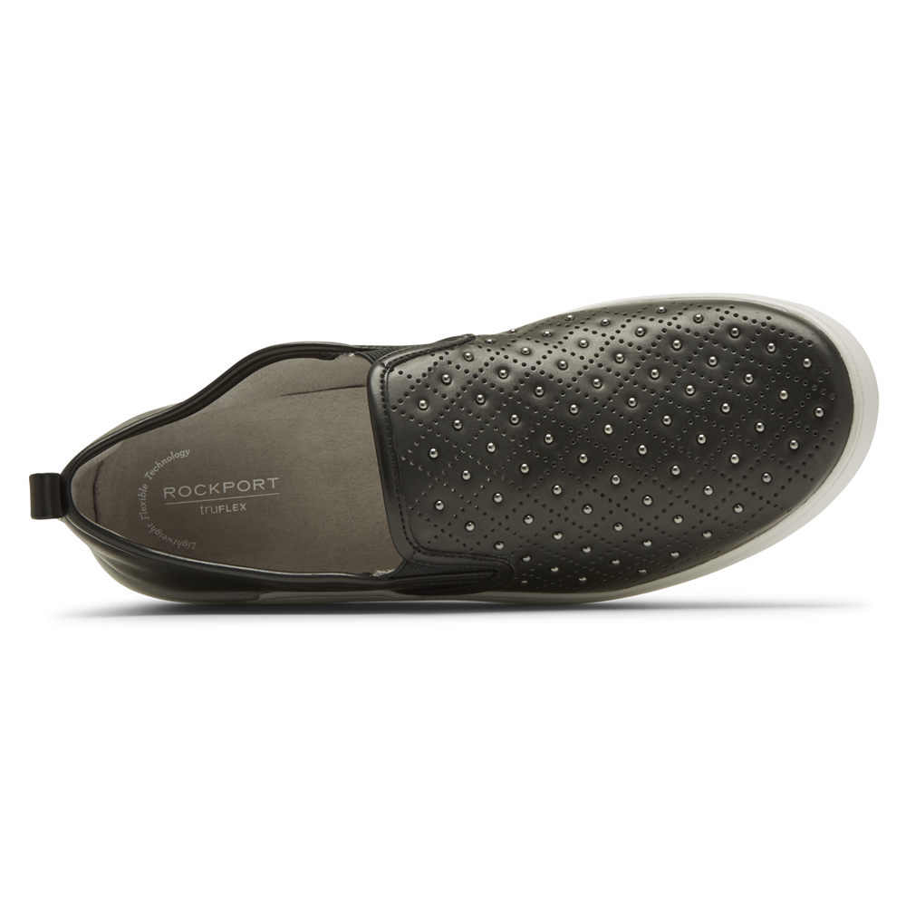 Rockport Womens Slip-On Black - truFLEX Parissa Studded Gore - UK 450-OWVCZK